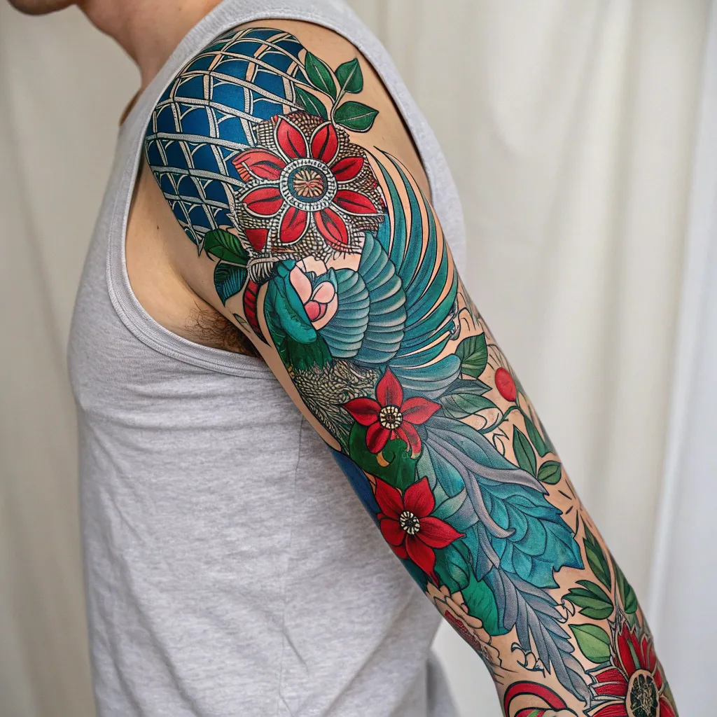 Colorful Sleeve Tattoo